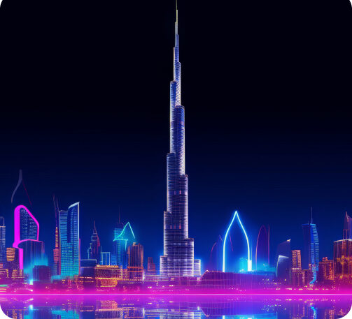 panoramic view dubai city illuminated neon spectrum 1 1